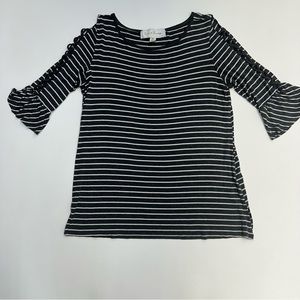 French Laundry Women’s Stripe 3/4 Cold Shoulder Bell Sleeves Top Size Medium